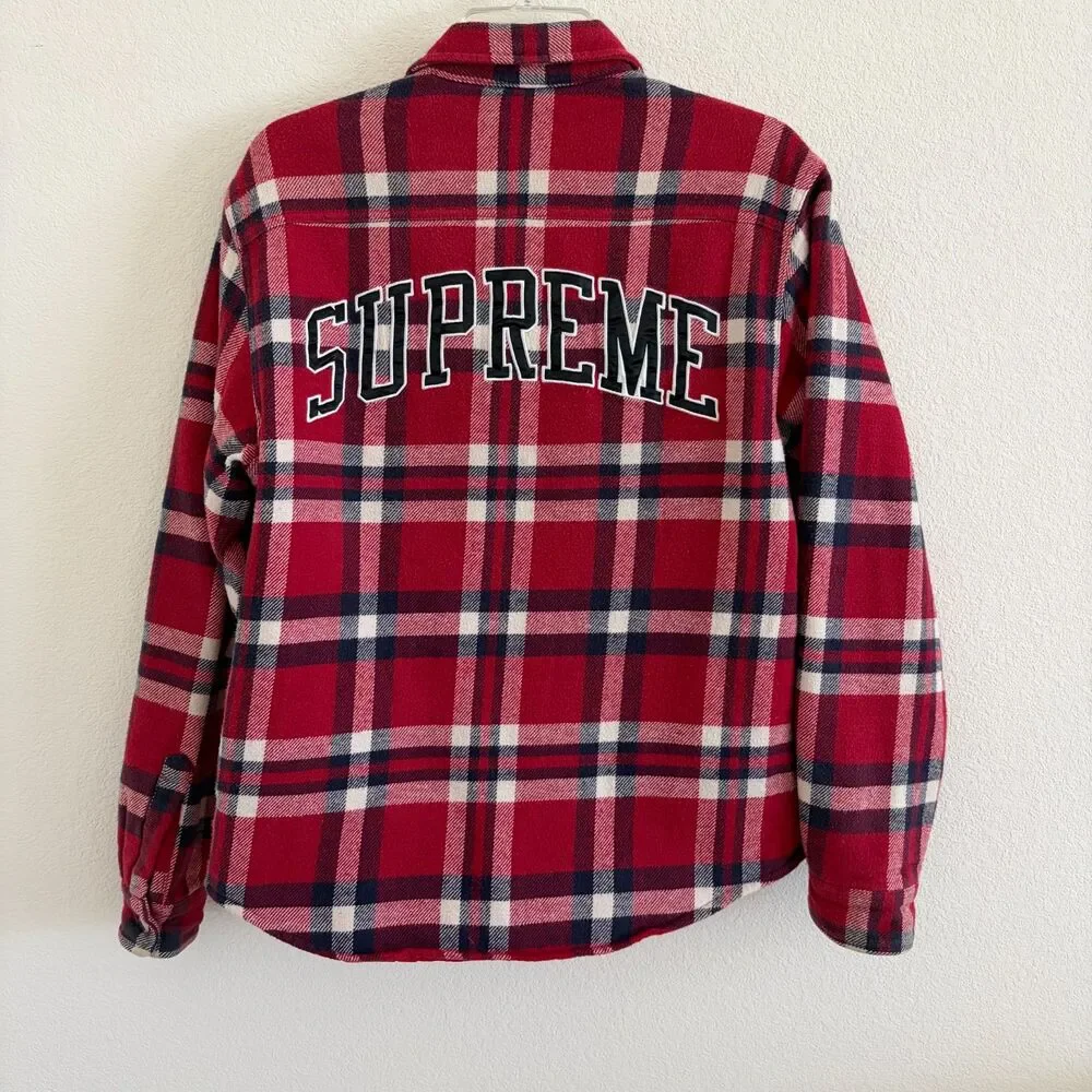 Supreme Plaid Quilted Shirt Jacket Red Flannel Men’s M Streetwear Box Logo